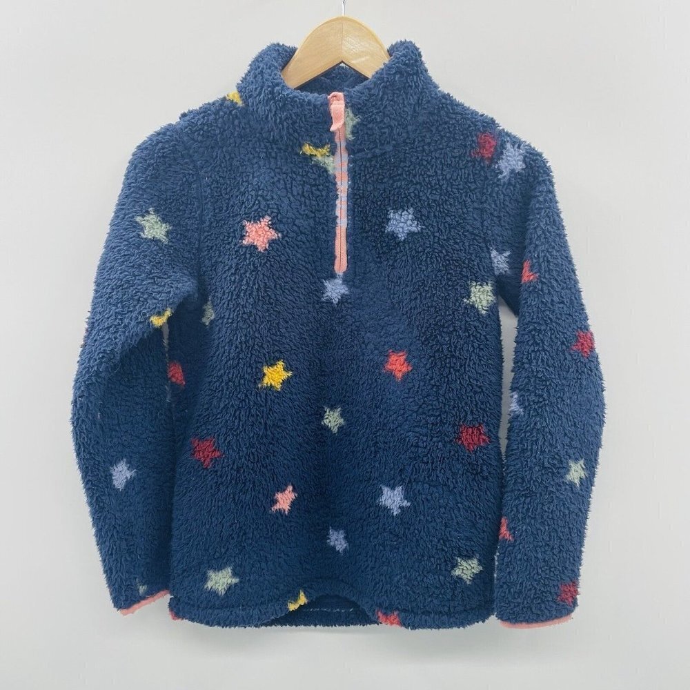 Fat Face Young Crew‎ Youth Girls 11/12 Star Print 1/4 Zip Sherpa Fleece Pullover